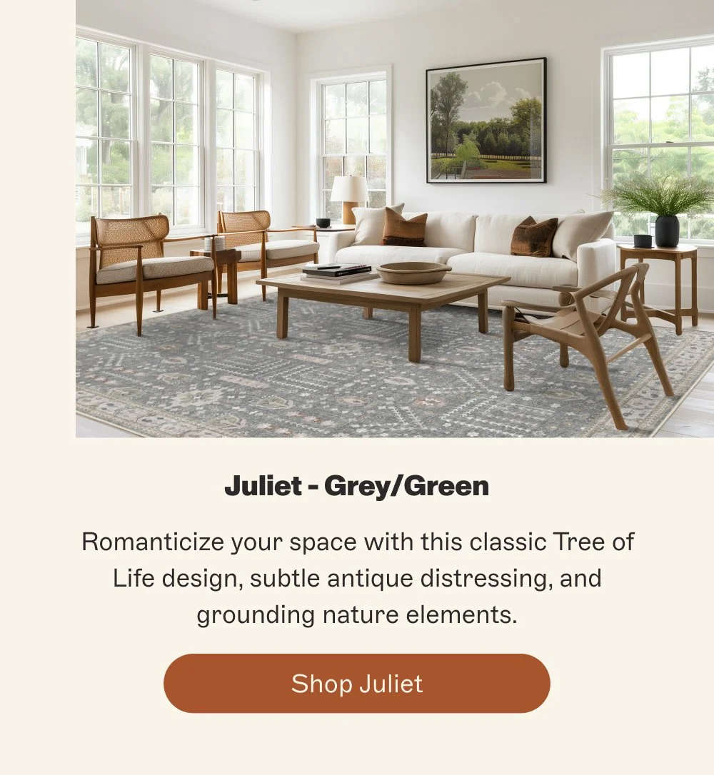 Juliet - Grey/Green Romanticize your space with this classic Tree of Life design, subtle antique ...