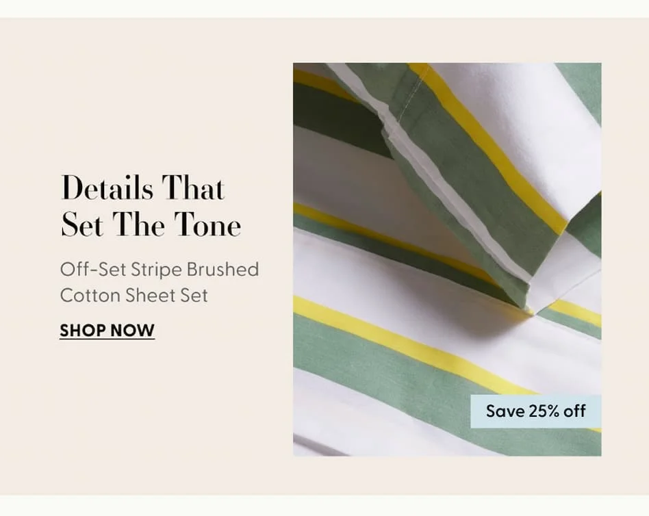 Off-Set Stripe Brushed Cotton Sheet Set