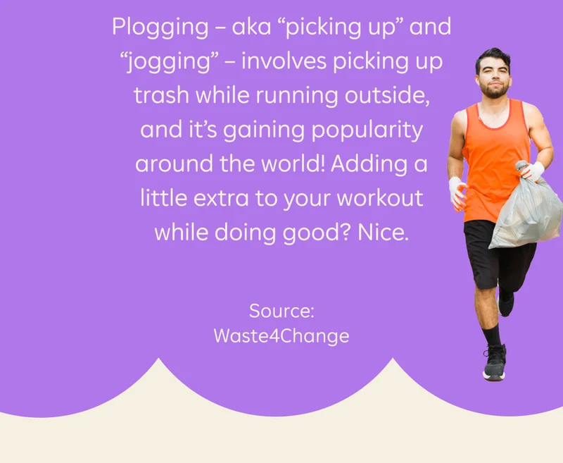 Plogging - aka “picking up” and “jogging” - involves picking up trash while running outside, and it’s gaining popularity around the world! Adding a little extra to your workout while doing good? Nice.  Source: Waste4Change