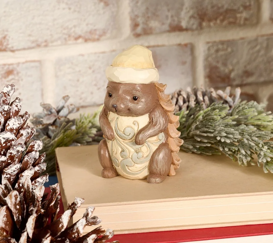 Jim Shore White Woodland 4" Pincone Hedgehog Figure