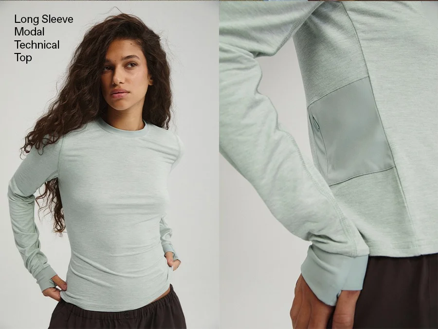 Long Sleeve Modal Technical Top - Cloud Blue