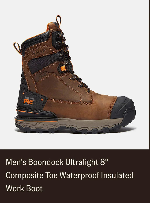 Men's Boondock Ultralight 8" Composite Toe Waterproof Work Boot Brown