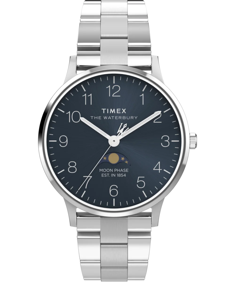 Image of Waterbury Classic Moon Phase 40mm Stainless Steel Bracelet Watch