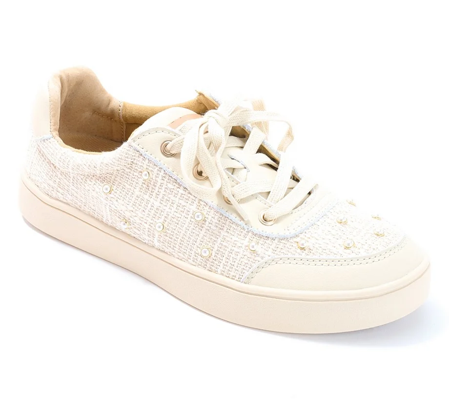 Revitalign Orthotic Pearl Embellished Lace Up Sneaker Belmont Pearl