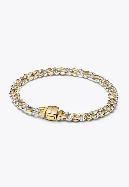 Two-tone Pavé Cuban Chain Bracelet