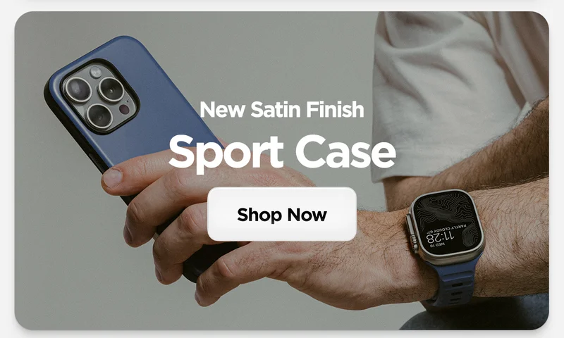 New Satin Finish. Naval Blue Sport Case for iPhone 16 and Naval Sport Band.
