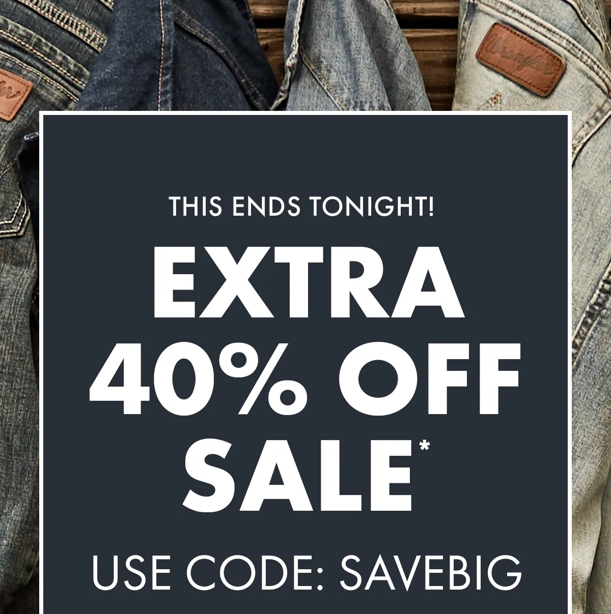 This Ends Tonight! Extra 40% Off Sale* Use Code: discount code