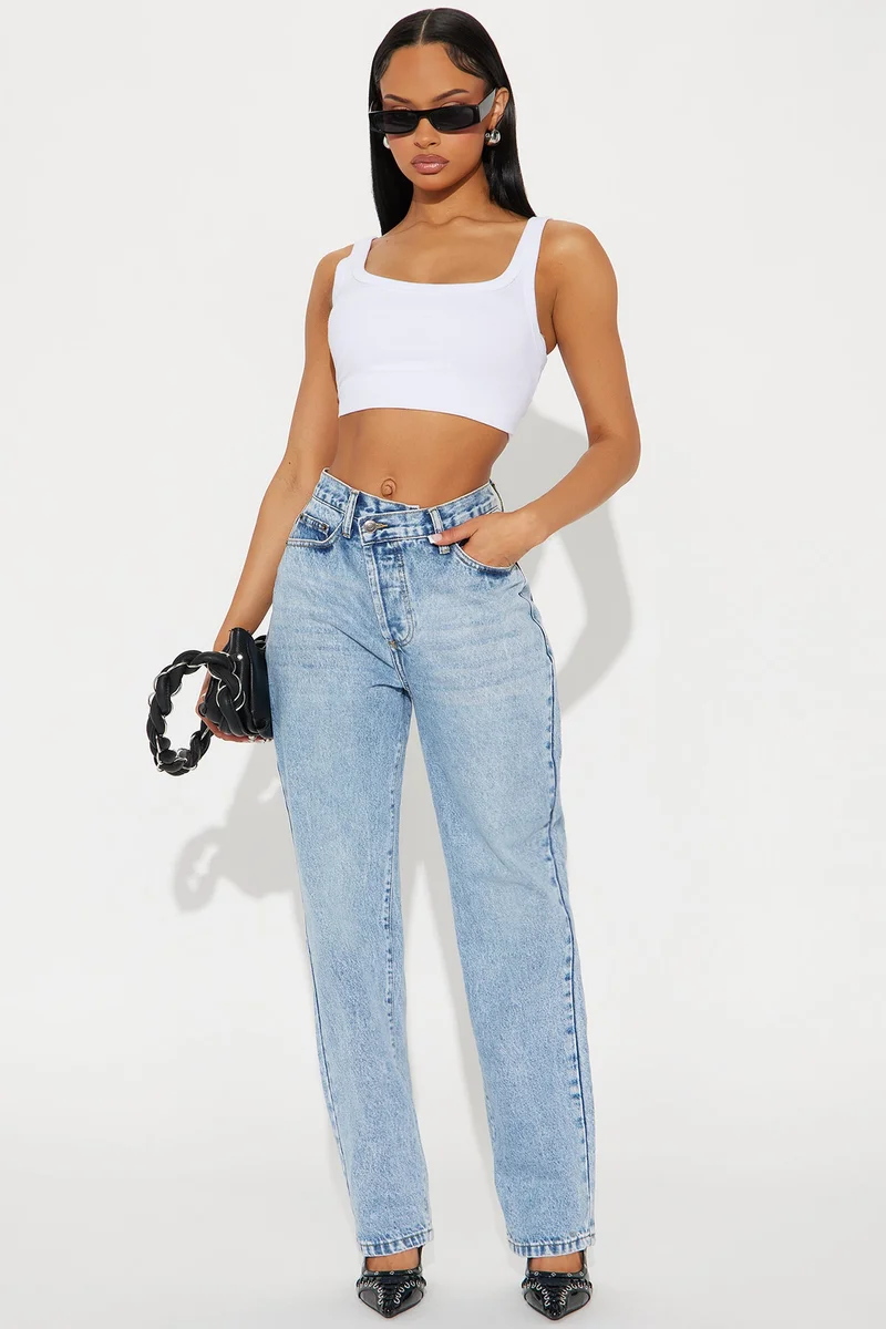Image of 90s Crossover Straight Leg Jeans - Light Blue