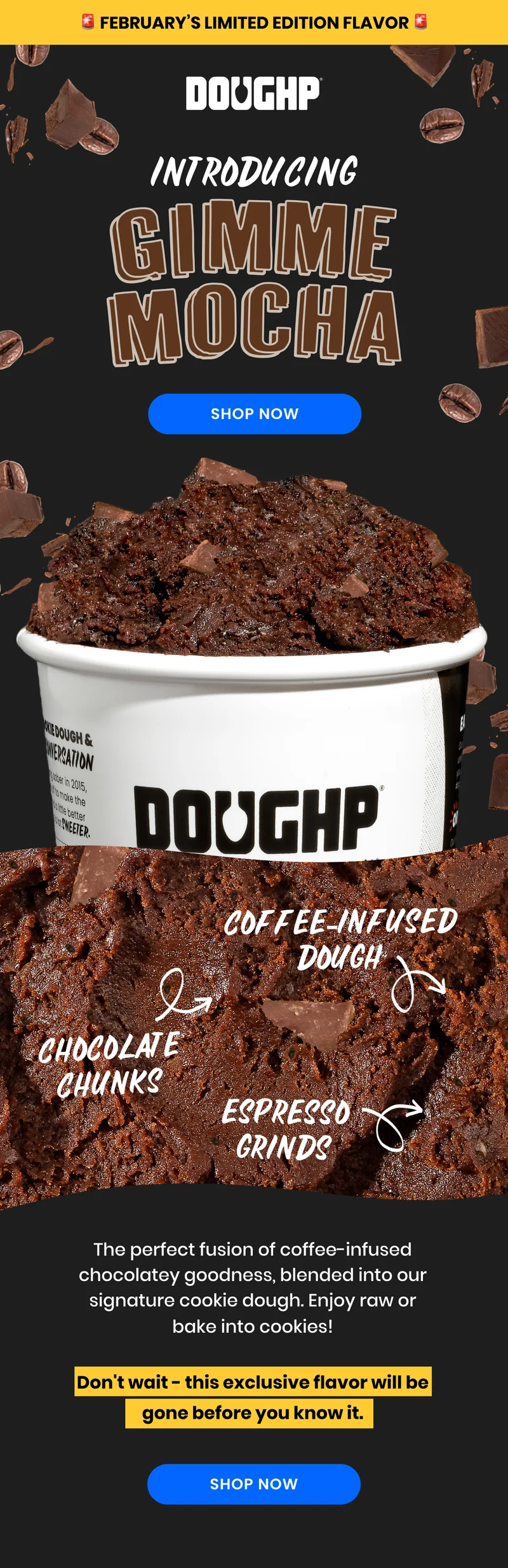chocolate cold brew edible cookie dough flavor