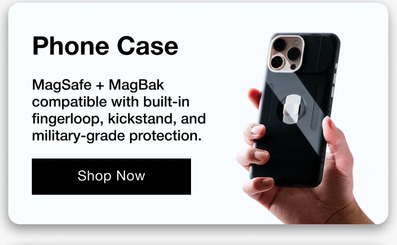 Phone Case MagSafe + MagBak compatible with built-in fingerloop, kickstand, and military-grade protection.