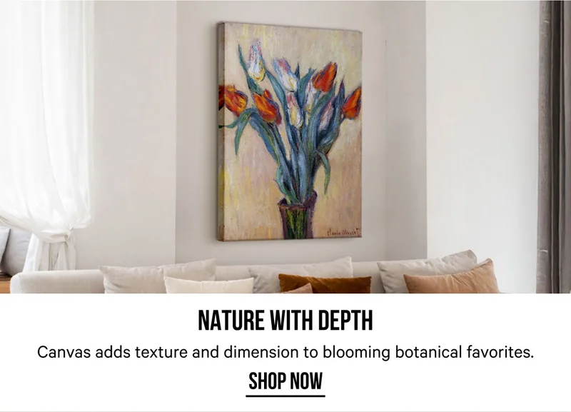 Nature with Depth: Canvas adds texture and dimension to blooming botanical favorites.