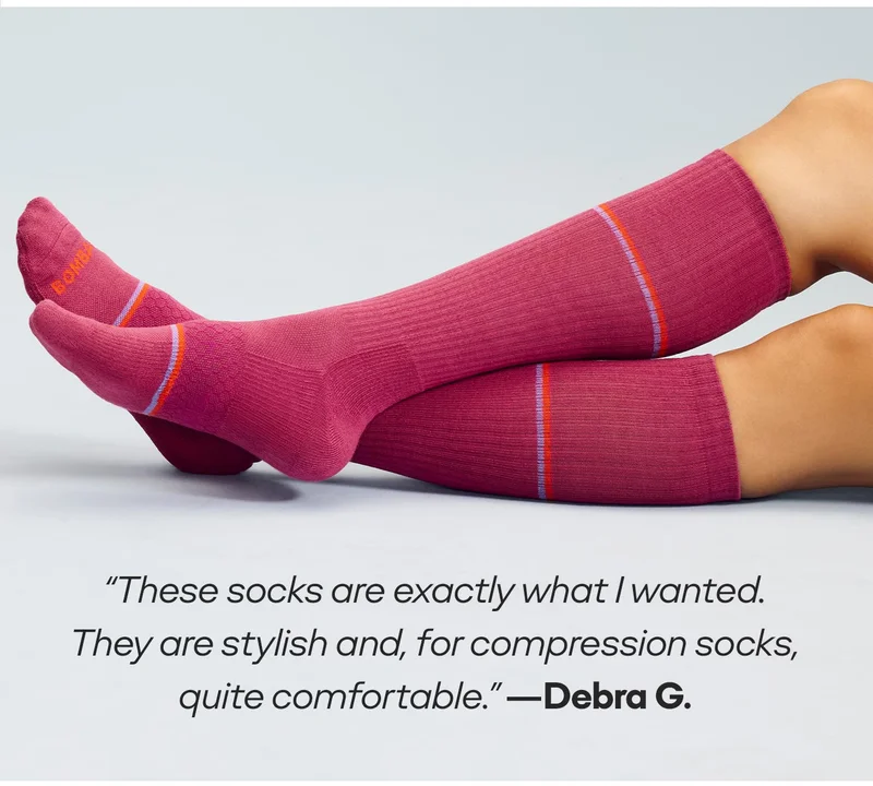 These socks are exactly what I wanted. They are stylish and, for compression socks, quite comfortable. - Debra G.