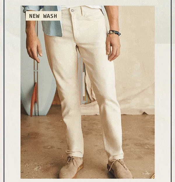 Organic Cotton Slim Straight Denim - Stone