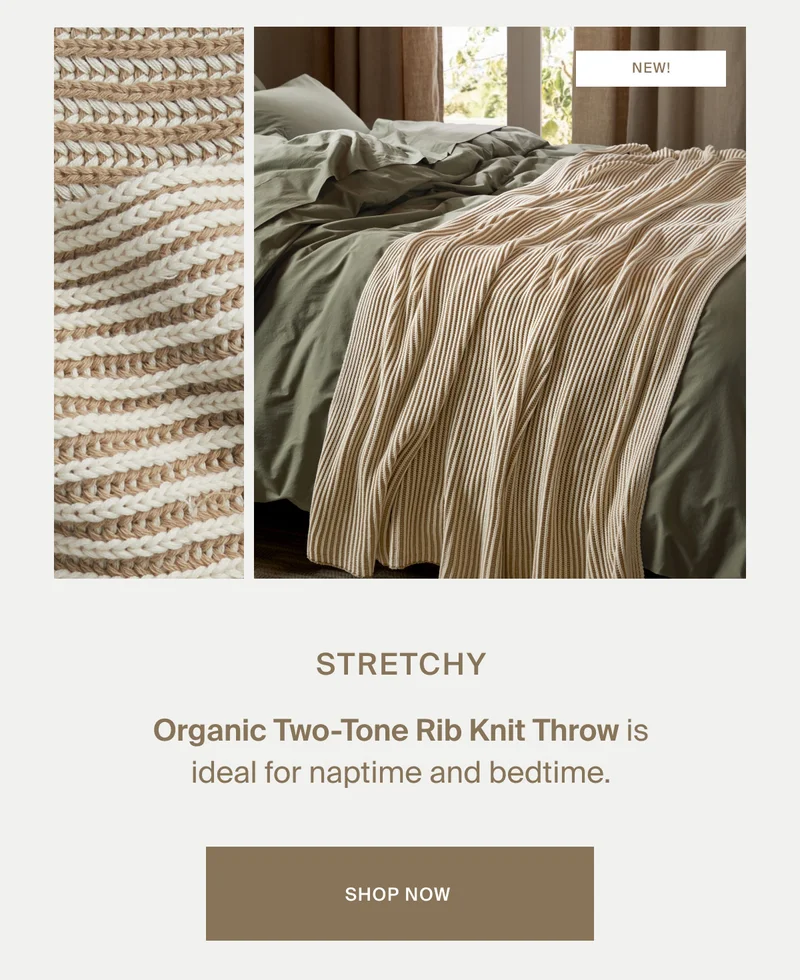 Shop Now | Organic Two-Tone Rib Knit Throw