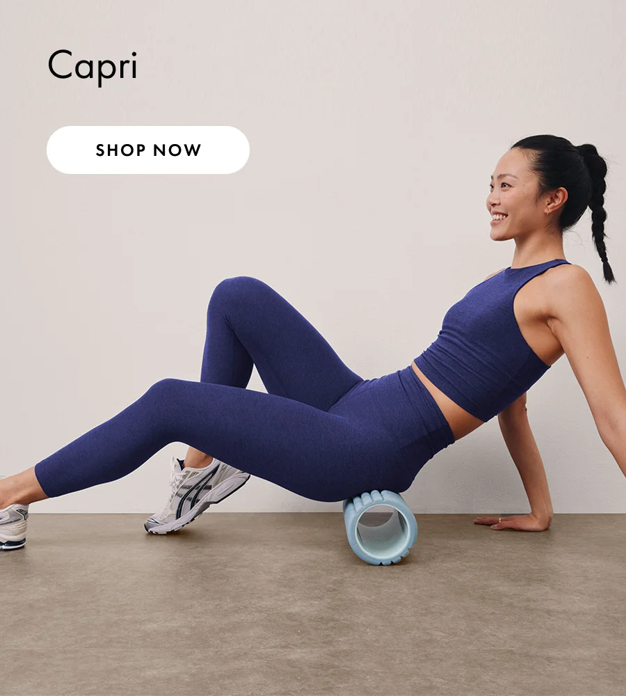 Spacedye Walk And Talk High Waisted Capri Legging in Eternal Blue Heather