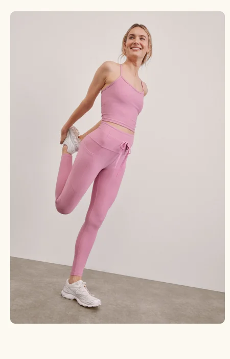 Spacedye Go Pocket Midi Legging in Pink Haze Heather