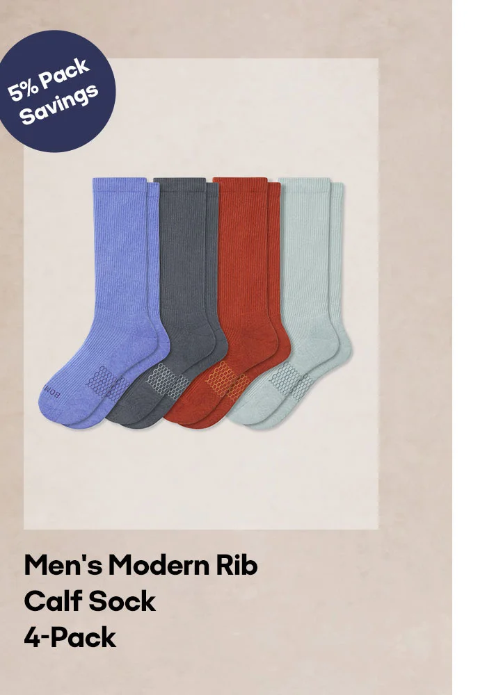 5% Pack Savings Men's Modern Rib Calf Sock 4-pack