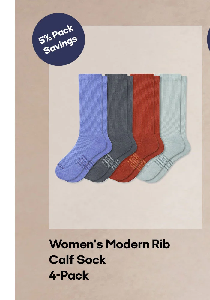 5% Pack Savings Women's Modern Rib Calf Sock 4-pack