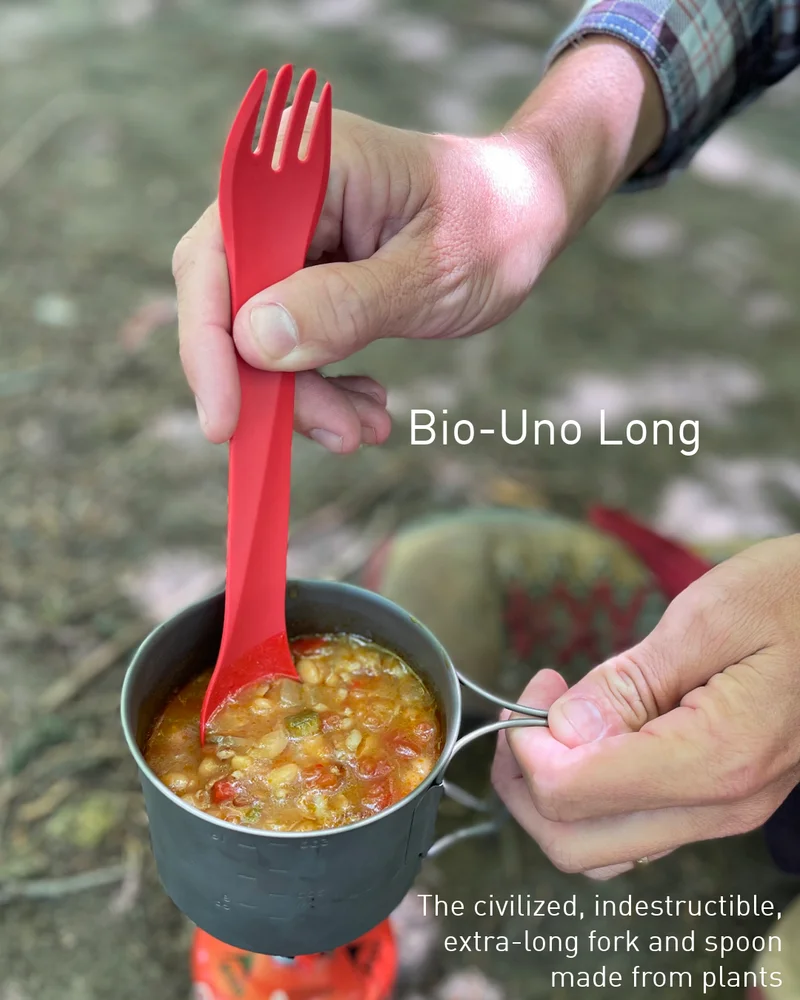 Introducing Bio-Uno Long. Image of utensil.