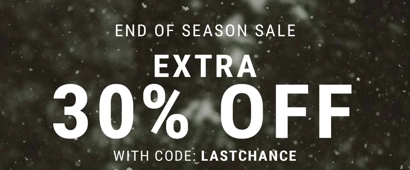 end of season sale extra  30% off with code: discount code