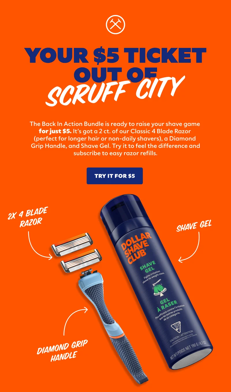 YOUR $5 TICKET OUT OF SCRUFF CITY | CTA: TRY IT FOR $5