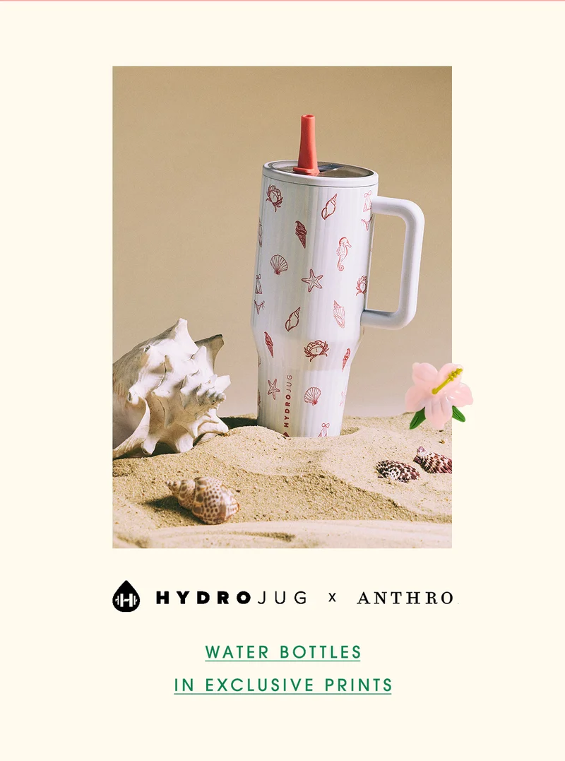 hydrojug x anthro, water bottles in exclusive prints