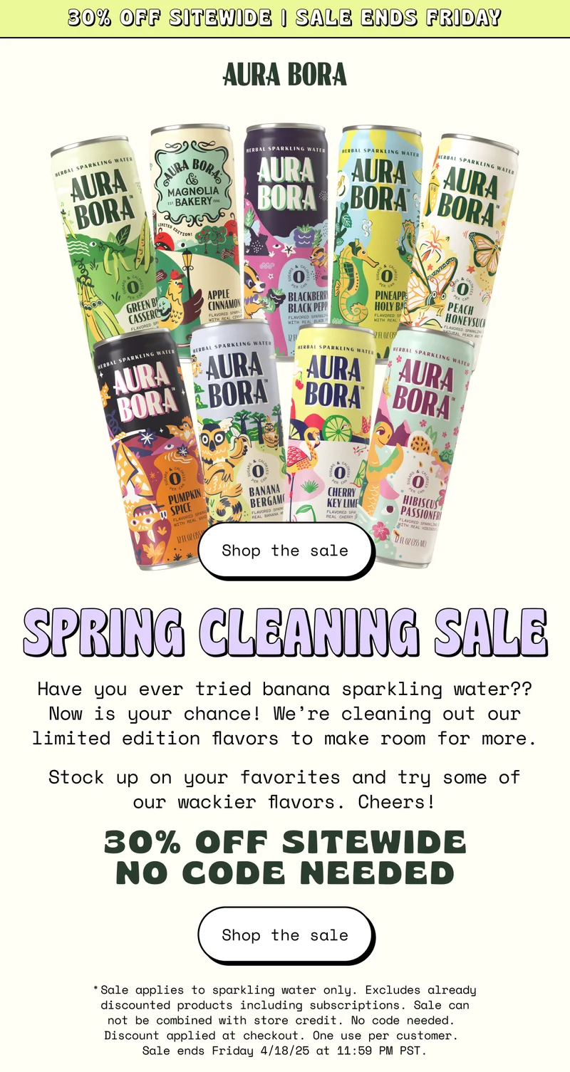 Aura Bora Spring Sale 2025