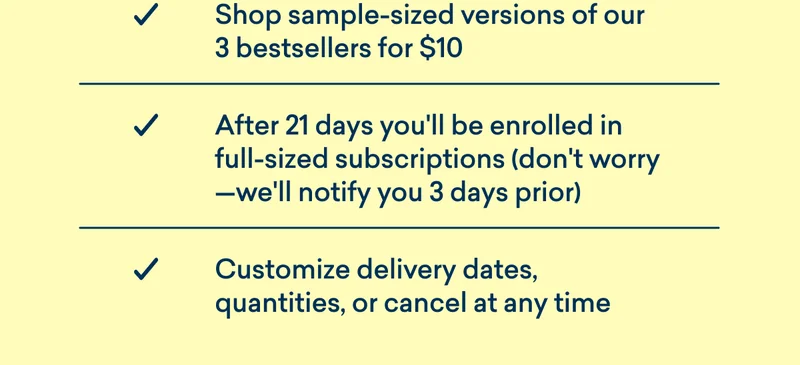 Shop sample-sized versions of our 3 bestsellers for $10!