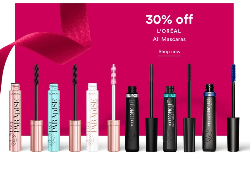 30% off | L'Oréal | All Mascaras | Shop now
