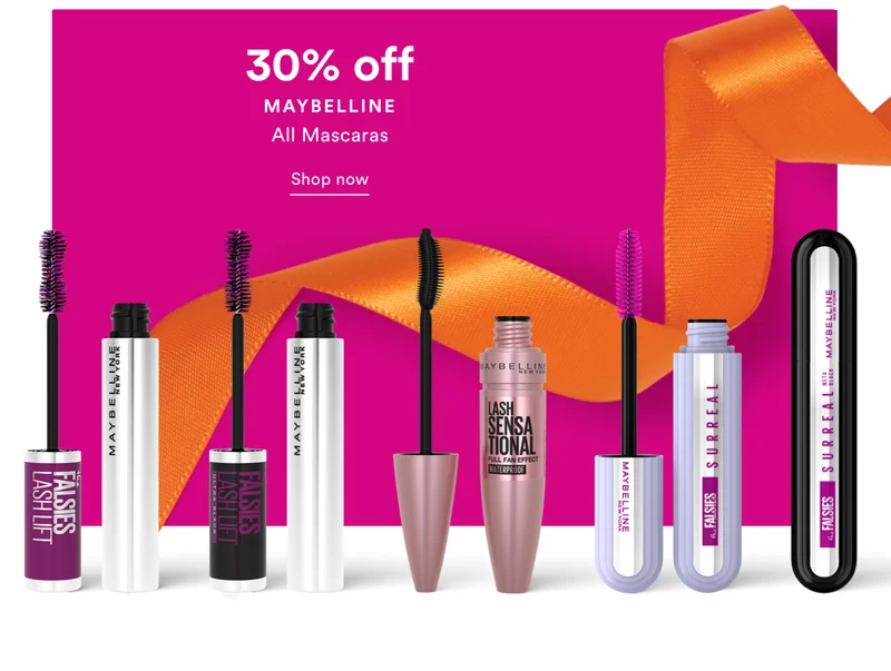 30% off | Maybelline | All Mascaras | Shop now