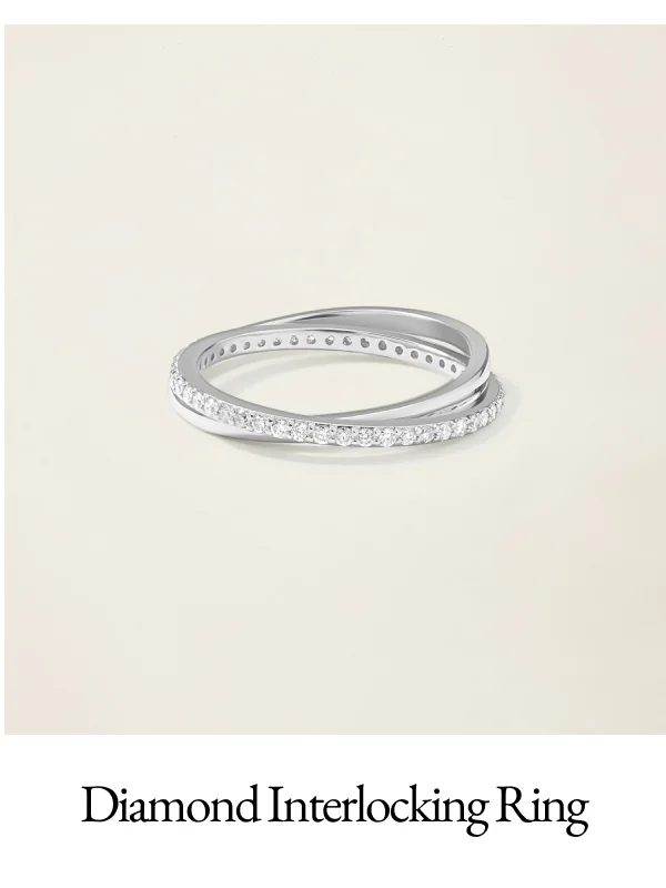 14k Solid Gold Diamond Interlocking Ring