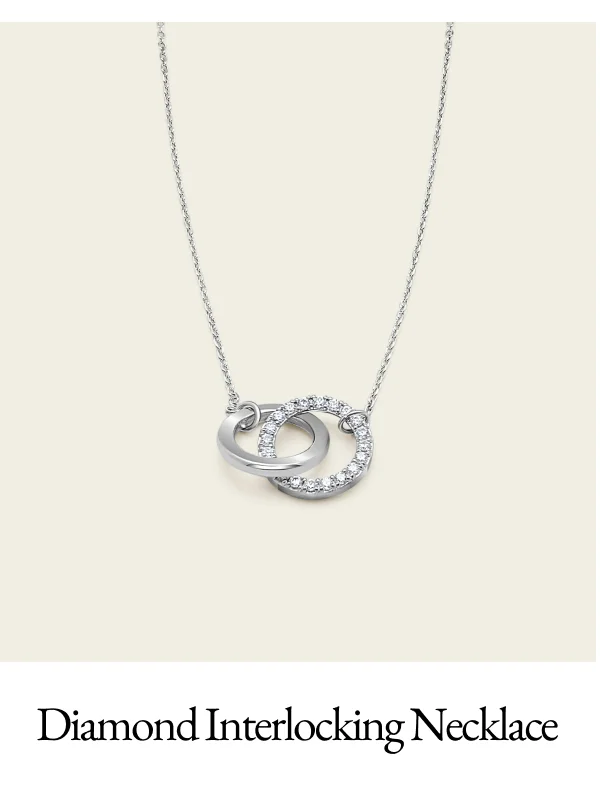 14k Solid Gold Diamond Interlocking Necklace