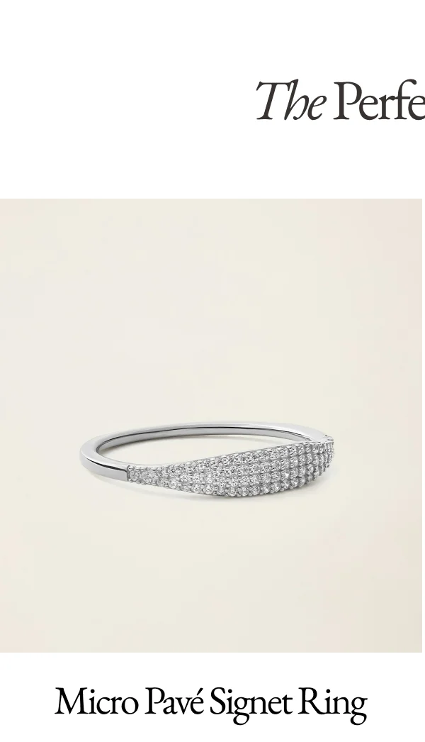 14k Solid Gold Diamond Micro Pavé Signet Ring