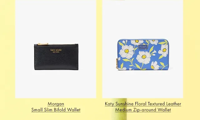 Morgan Small Slim Bifold Wallet, Katy Sunshine Flora Textured Leather Medium Zip-around Wallet