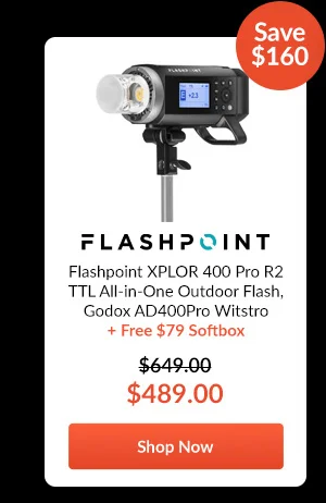 Flashpoint XPLOR 400 Pro R2 TTL All-in-One Outdoor Flash, Godox AD400Pro Witstro  Free $79 Softbox