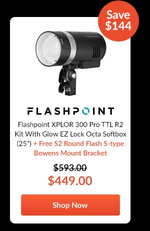 Flashpoint XPLOR 300 Pro TTL R2 Kit With Glow EZ Lock Octa Softbox (25inches) Free S2 Round Flash S-type Bowens Mount Bracket