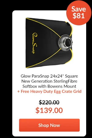Glow ParaSnap 24x24inches Square New Generation SterlingFibre Softbox with Bowens Mount  Free Heavy Duty Egg Crate Grid