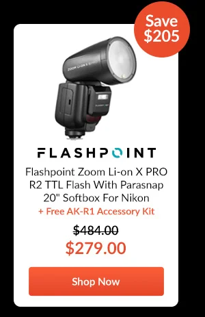 Flashpoint Zoom Li-on X PRO R2 TTL Flash With Parasnap 20inches Softbox For Nikon  Free AK-R1 Accessory Kit