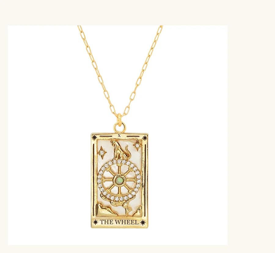 The Wheel Tarot Card Pendant Necklace