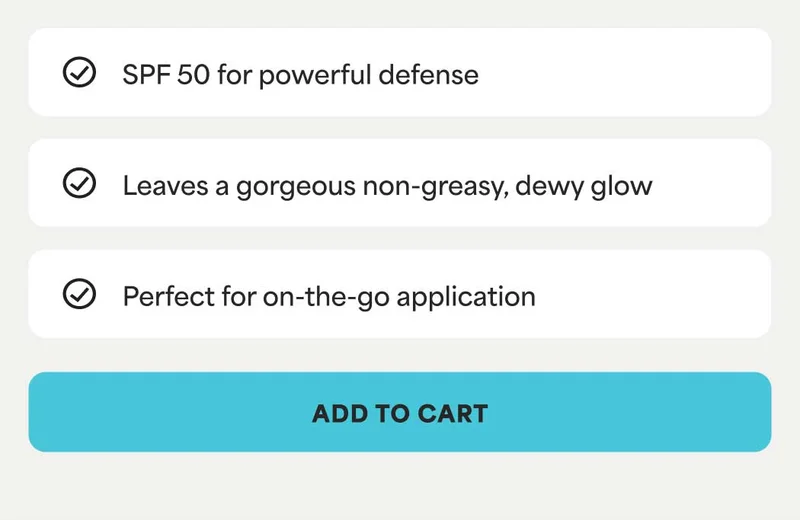✔️ SPF 50 for powerful defense ✔️ Leaves a gorgeous non-greasy, dewy glow ✔️ Perfect for on-the-go application -- Add to Cart