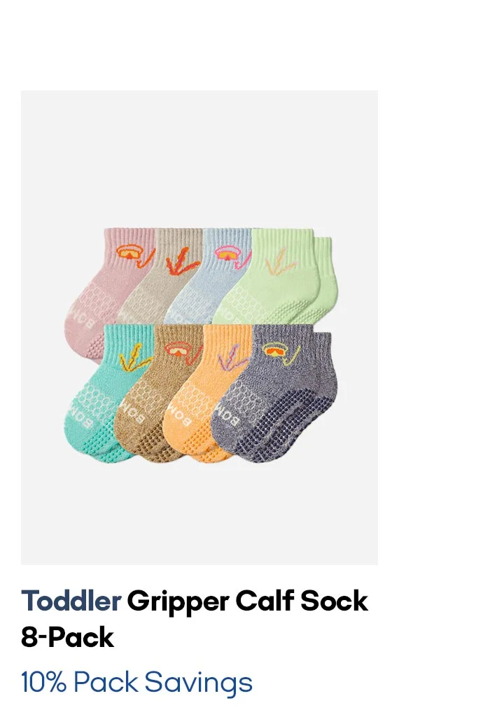 Toddler Gripper Calf Sock 8-Pack 10% Pack Savings