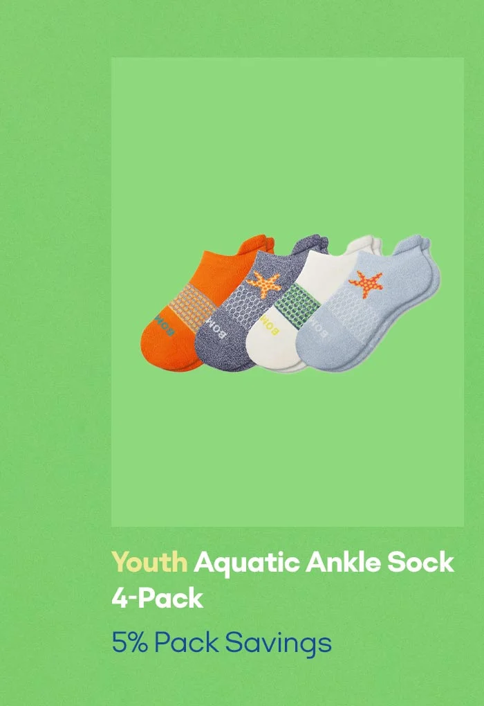 Youth Aquatic Ankle Sock 4-Pack 5% Pack Savings
