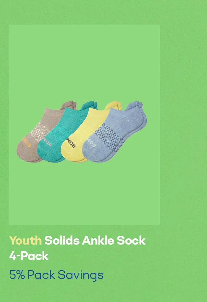 Youth Solids Ankle Sock 4-Pack 5% Pack Savings