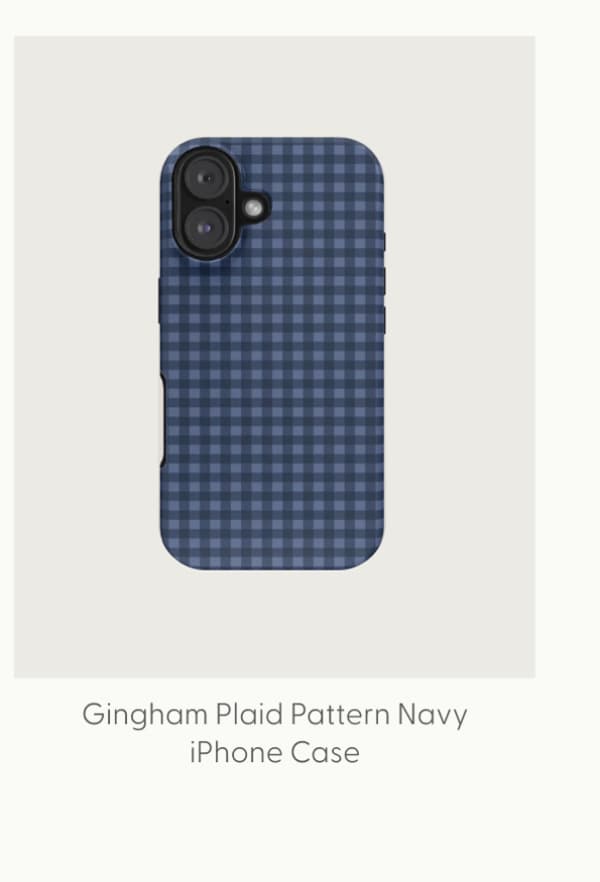 Gingham Plaid Pattern - Navy Blue iPhone Case