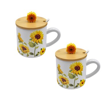 Temp-tations Special Edition S/2 20-oz Mugs with Wood Lids and Spoons