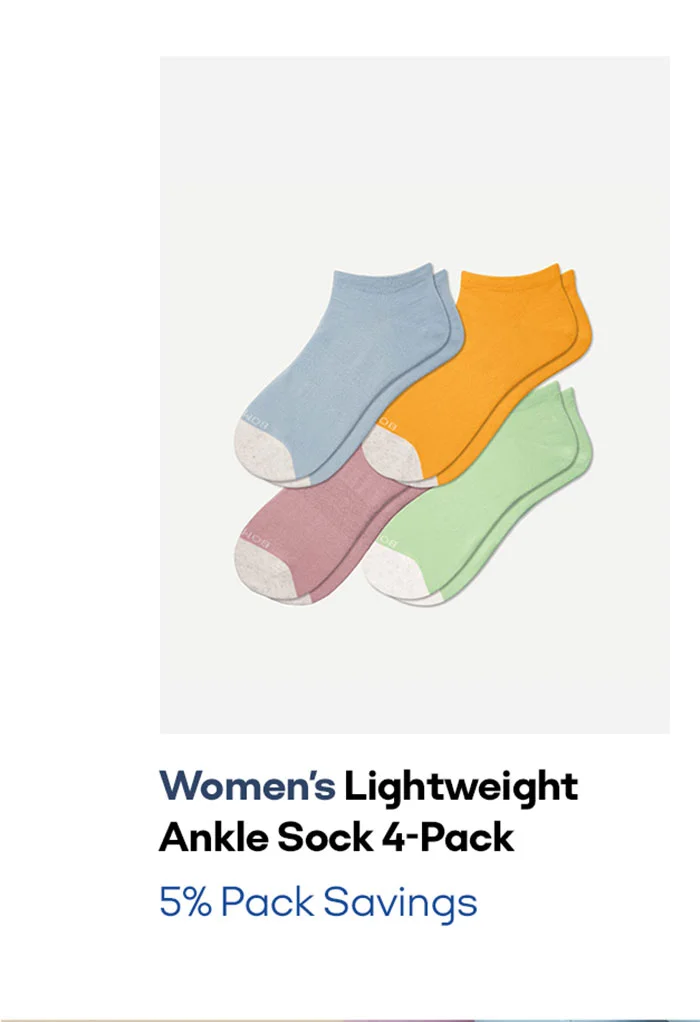 Womens Lightweight Ankle Sock 4-Pack 5% Pack Savings
