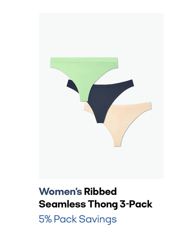 Women's Ribbed Seamless Thong 3-Pack 5% Pack Savings