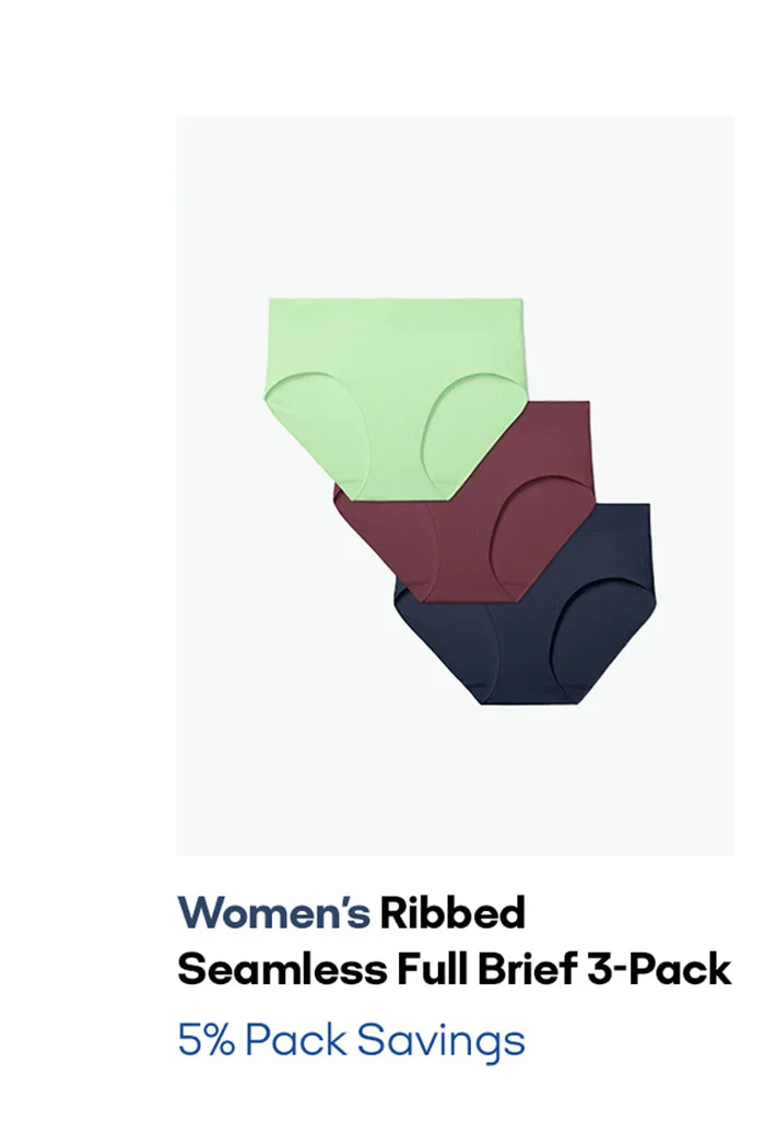 Women's Ribbed Seamless Full Brief 3-Pack 5% Pack Savings