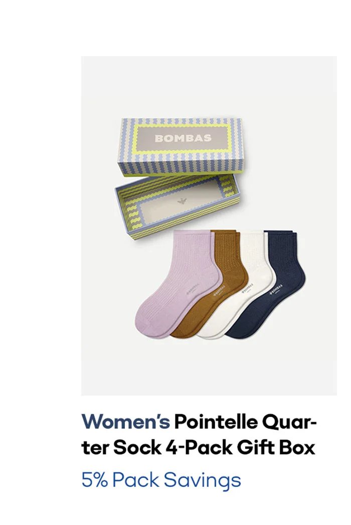 Women's Pointelle Quar-ter Sock 4-Pack Gift Box 5% Pack Savings