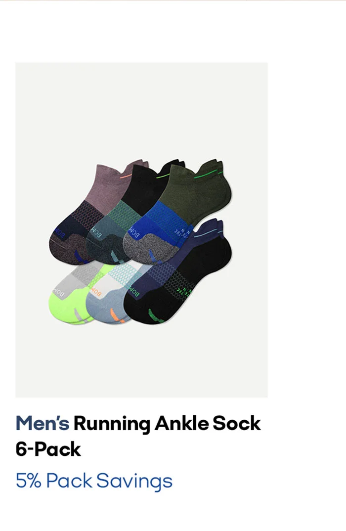 Men's Running Ankle Sock 6-Pack 5% Pack Savings